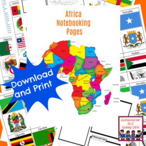 Africa notebooking pages for homeschool geography lessons
