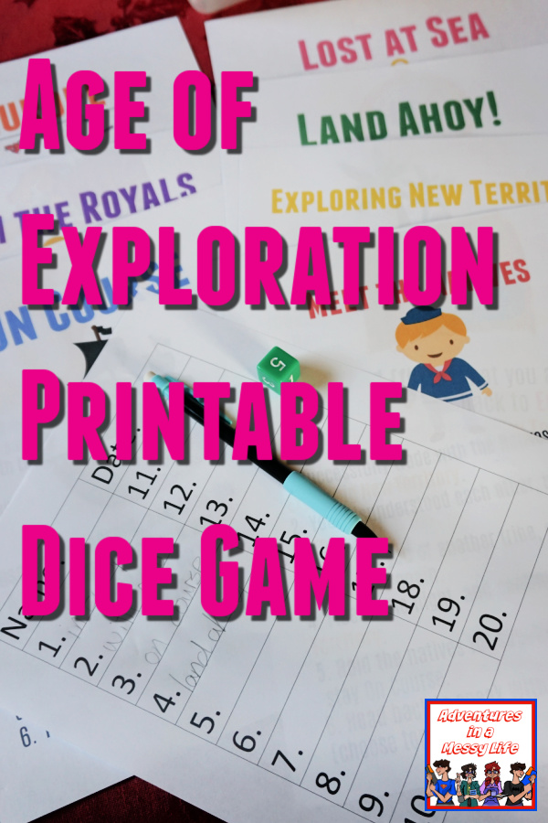 Age of Exploration printable dice game perfect for making Explorers real