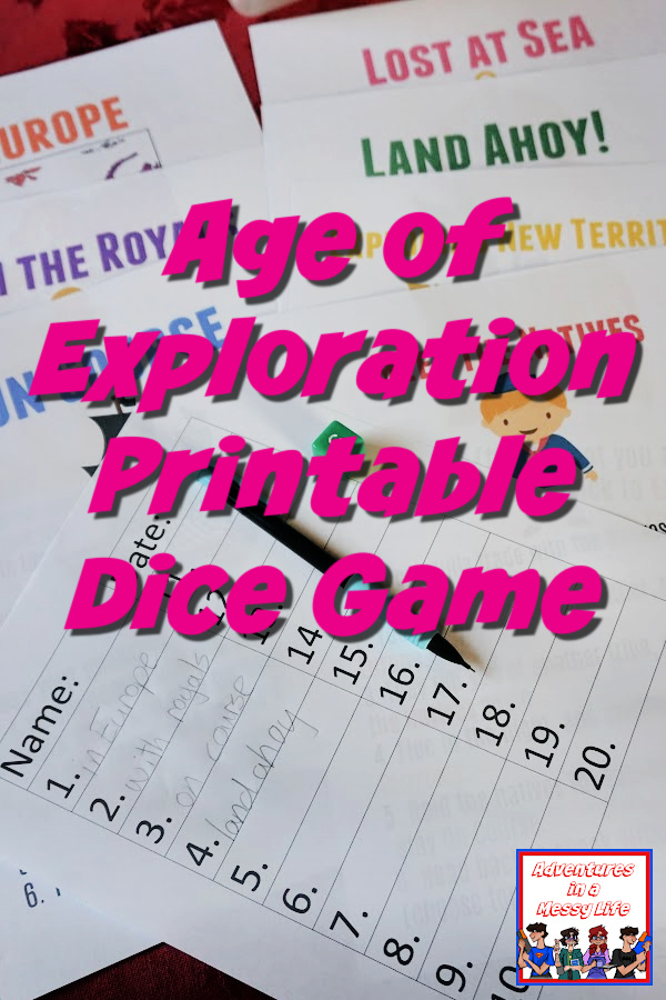 Age of Exploration printable dice game perfect to review what they've learned