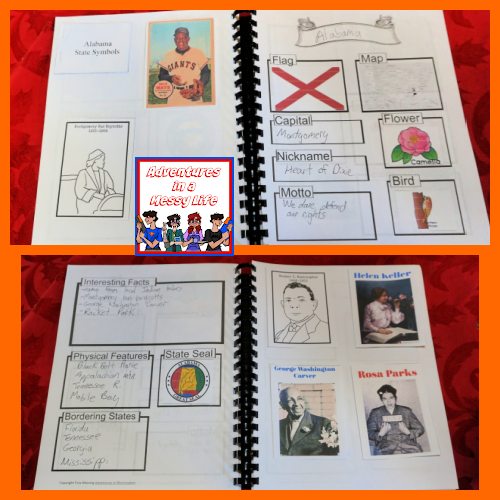Alabama notebooking pages