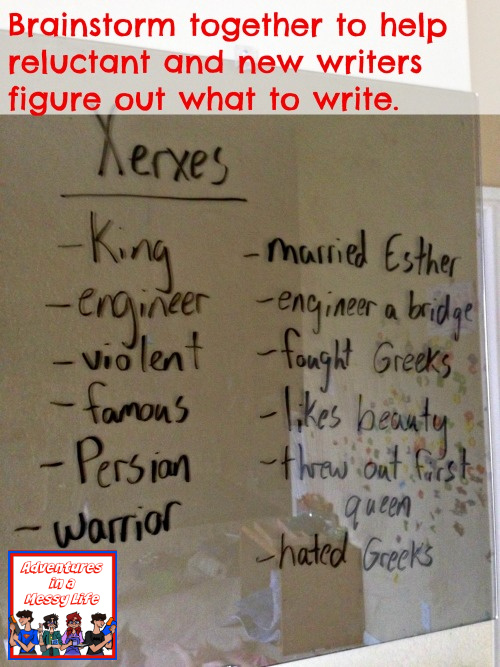 Brainstorm together to help reluctant writers