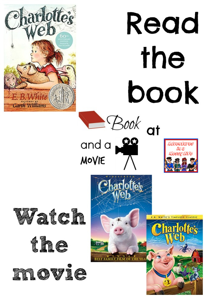 Charlotte's Web book and a movie background picture
