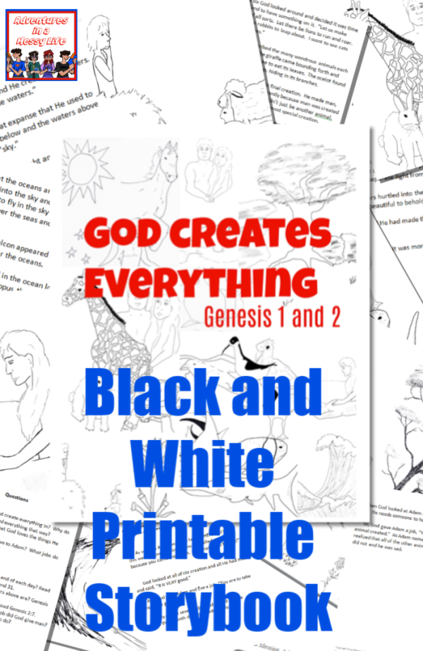 Creation story black and white printable download