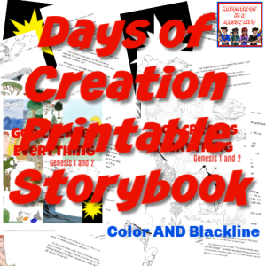 Days of Creation printable storybook color and black and white