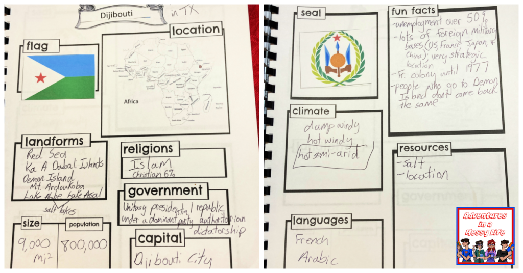 Djibouti unit notebooking pages