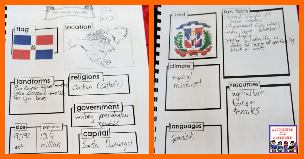 Dominican Republic unit notebooking pages