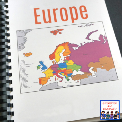 Europe notebooking pages cover