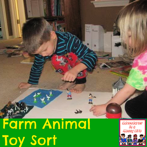 Farm animal toy sort for preschool and kindergarten #unitstudy land animals zoology