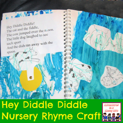 Hey Diddle Diddle Nursery Rhyme Craft reading book and activity Kinder 1st preschool