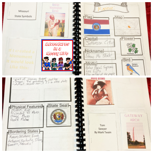 Missouri notebooking pages