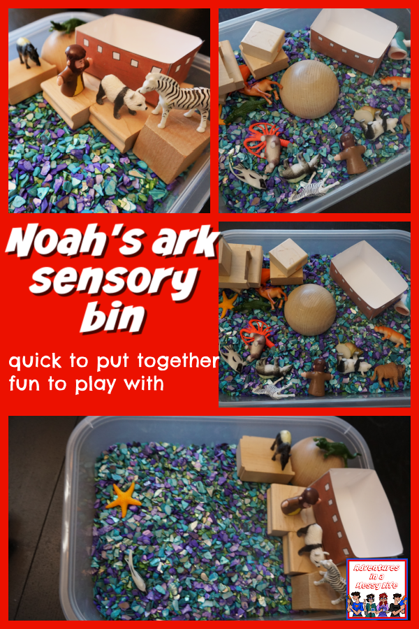 Noah's ark sensory bin for Sunday School