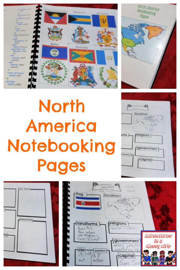 North America notebooking pages for homeschool geography