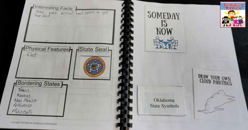 Oklahoma notebooking pages for unit study