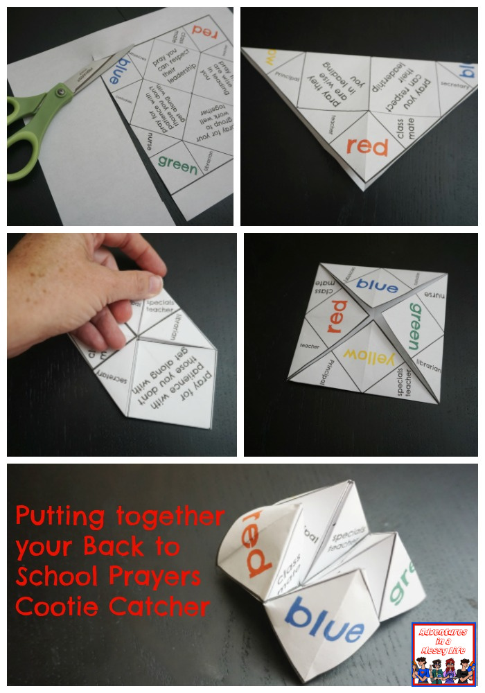 Putting together your back to school prayers cootie catcher