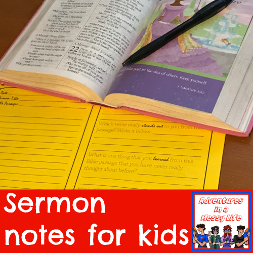 Sermon notes for kids Bible study
