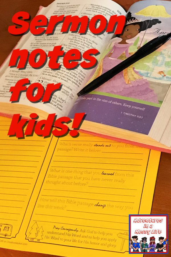 Sermon notes for kids to help them focus