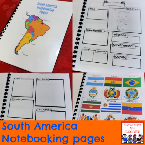 South America notebooking pages geography