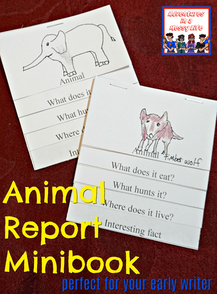 animal report minibook perfect for early writer