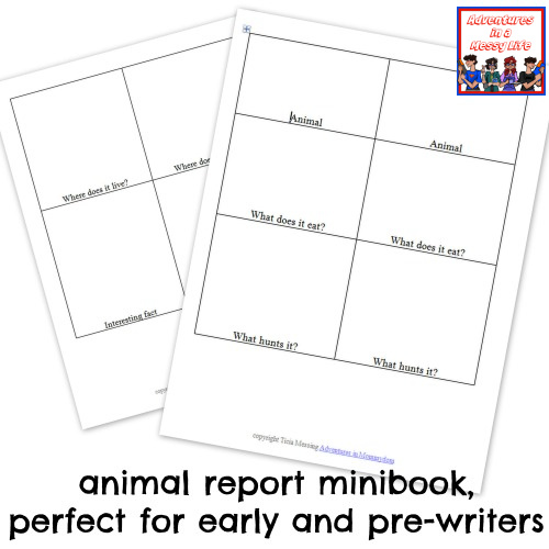 animal report minibooks for early writers