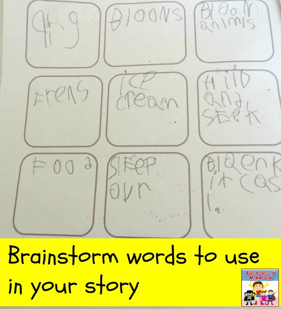 brainstorm words to use in your if you give a story fixed