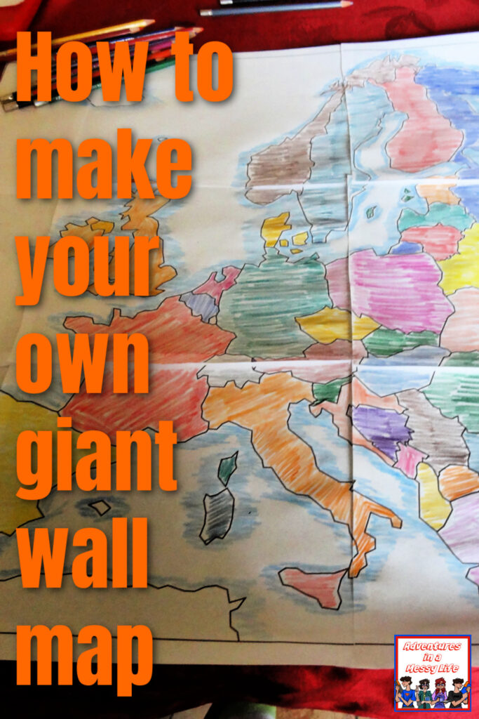 how to make your own giant wall map for homeschool geography