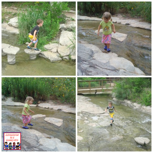 playing in the water at austin science and nature center