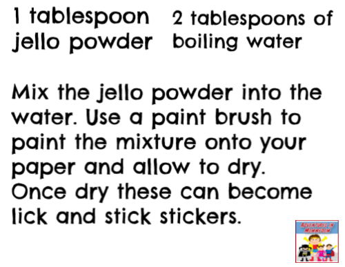 jello stickers instructions for Creation minibook